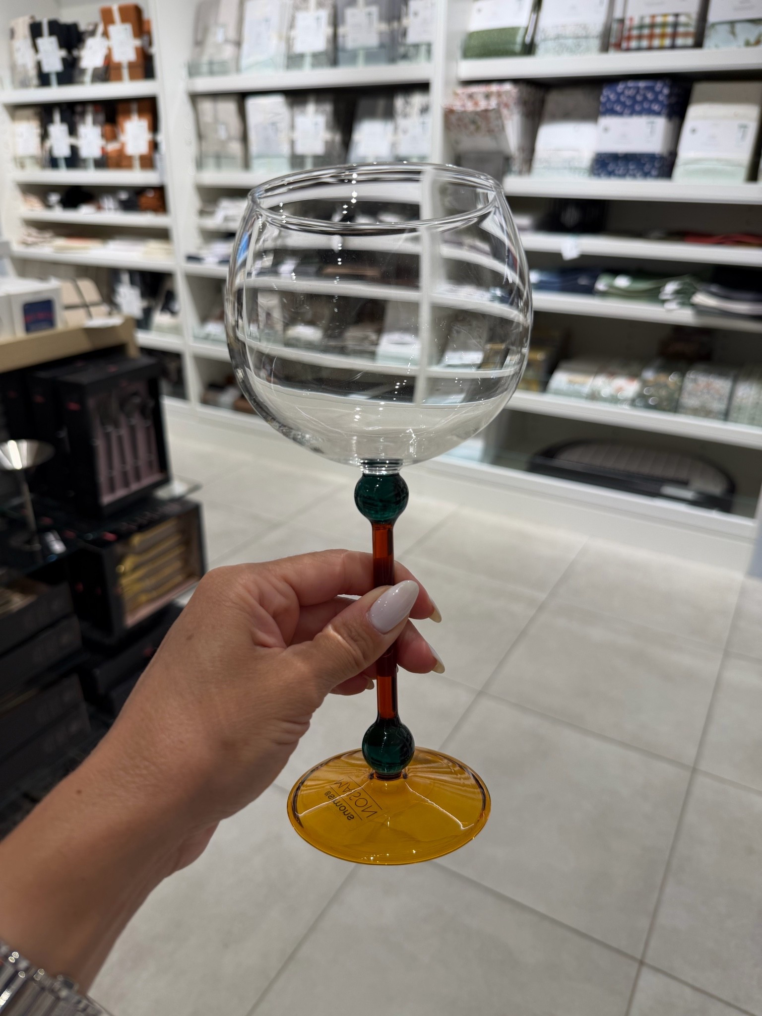 Beautiful wine glass with decorative stem. 
Etiquette tip: wine glass bowl should be transparent.

#LTKcanada #LTKhome