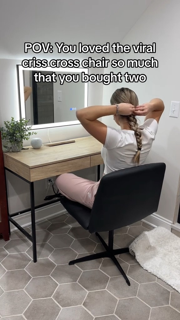 This Criss cross chair is amazing! I have one for my vanity and my desk 🥰 super comfortable and love how big the seat is! 

#LTKVideo #LTKhome #LTKMostLoved