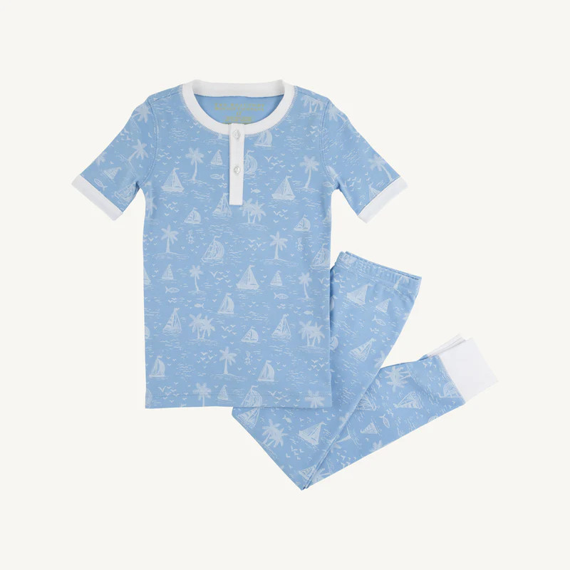 Sutton's Short Sleeve Set- Bay Side Boats with Worth Avenue White | The Beaufort Bonnet Company