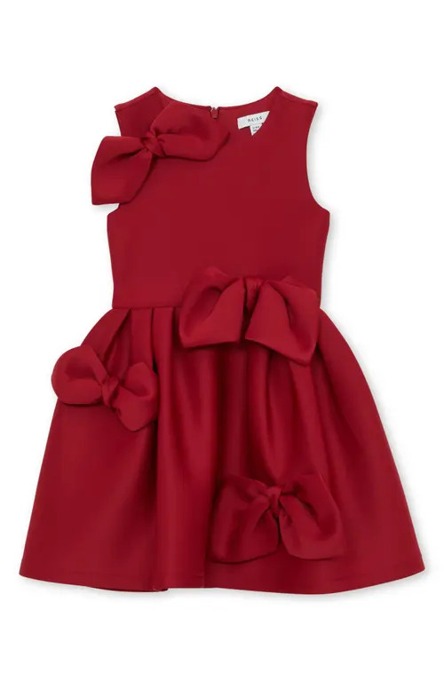 Reiss Kids' Bow Accent Sleeveless Party Dress in Red at Nordstrom, Size 6-7Y | Nordstrom