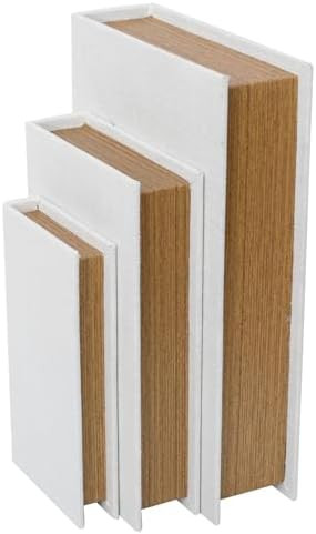Decorative Book Boxes Set of 3 – Modern Faux Linen & Wood Hidden Storage for Coffee Table – S... | Amazon (US)