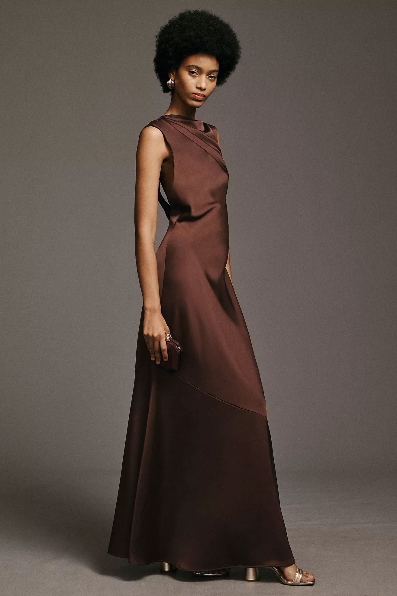 Significant Other Lana Cowl-Neck Tie-Back Satin Maxi Dress | Anthropologie (US)