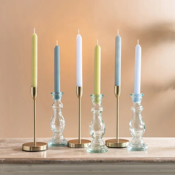 Pack of 6 Blues & Greens Dinner Candles | Dunelm (migrated)