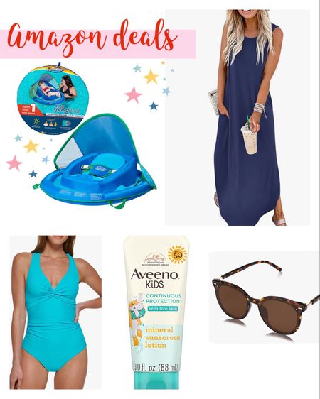 Amazon finds! 
Maxi dress
Comfortable one piece bathing suit
Kids sunscreen 
Sunglasses

#LTKstyletip #LTKunder50 #LTKFind
