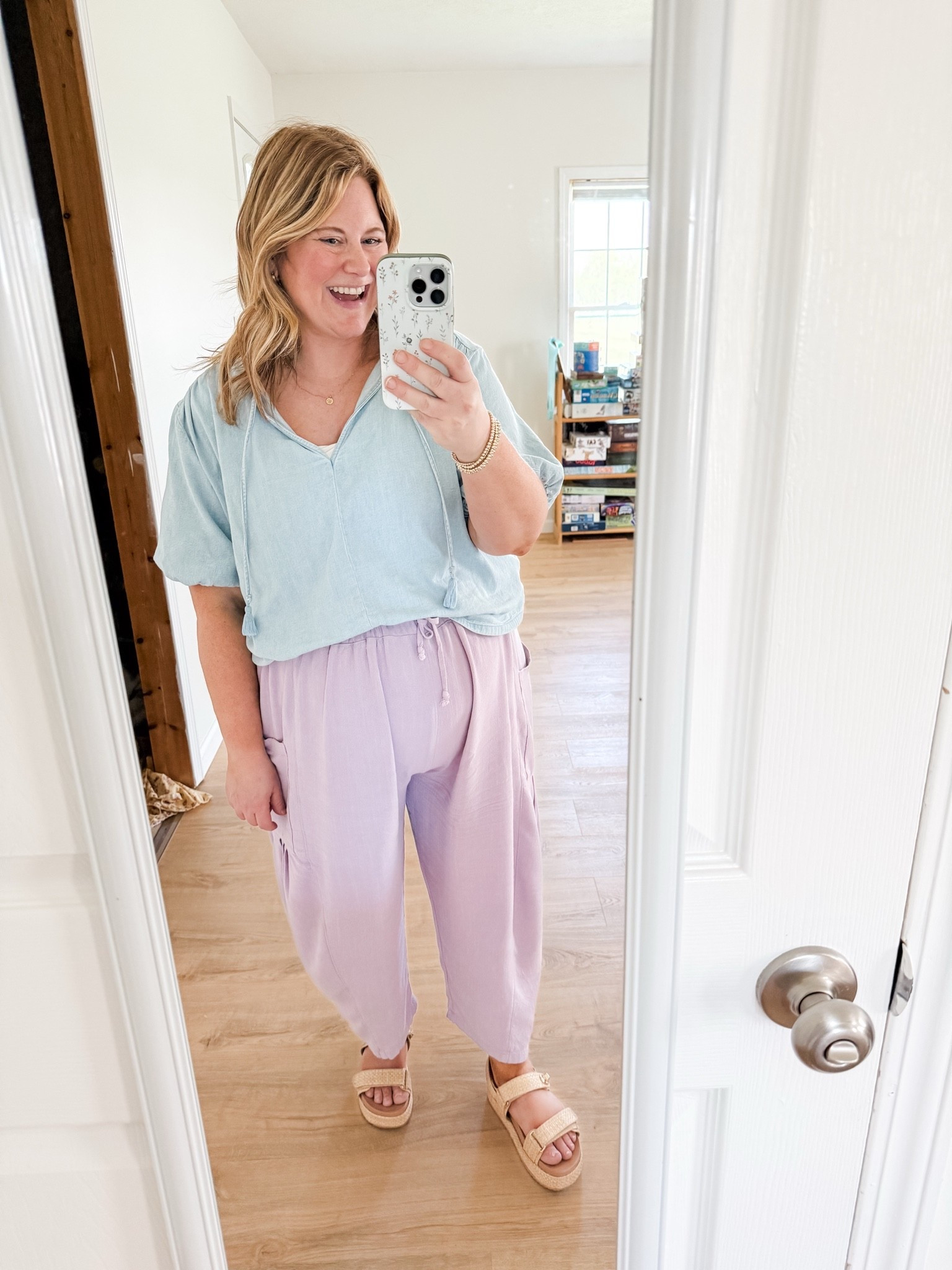 Teacher outfit! Wearing an XL in my denim shirt and a large in my linen pants.

#LTKBump #LTKWorkwear #LTKMidsize