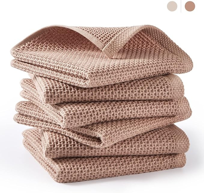 Jelbolin Kitchen Dish Cloths for Washing Dishes, 13.3''x13.3'' Cotton Waffle Weave Dish Towels, 6... | Amazon (US)