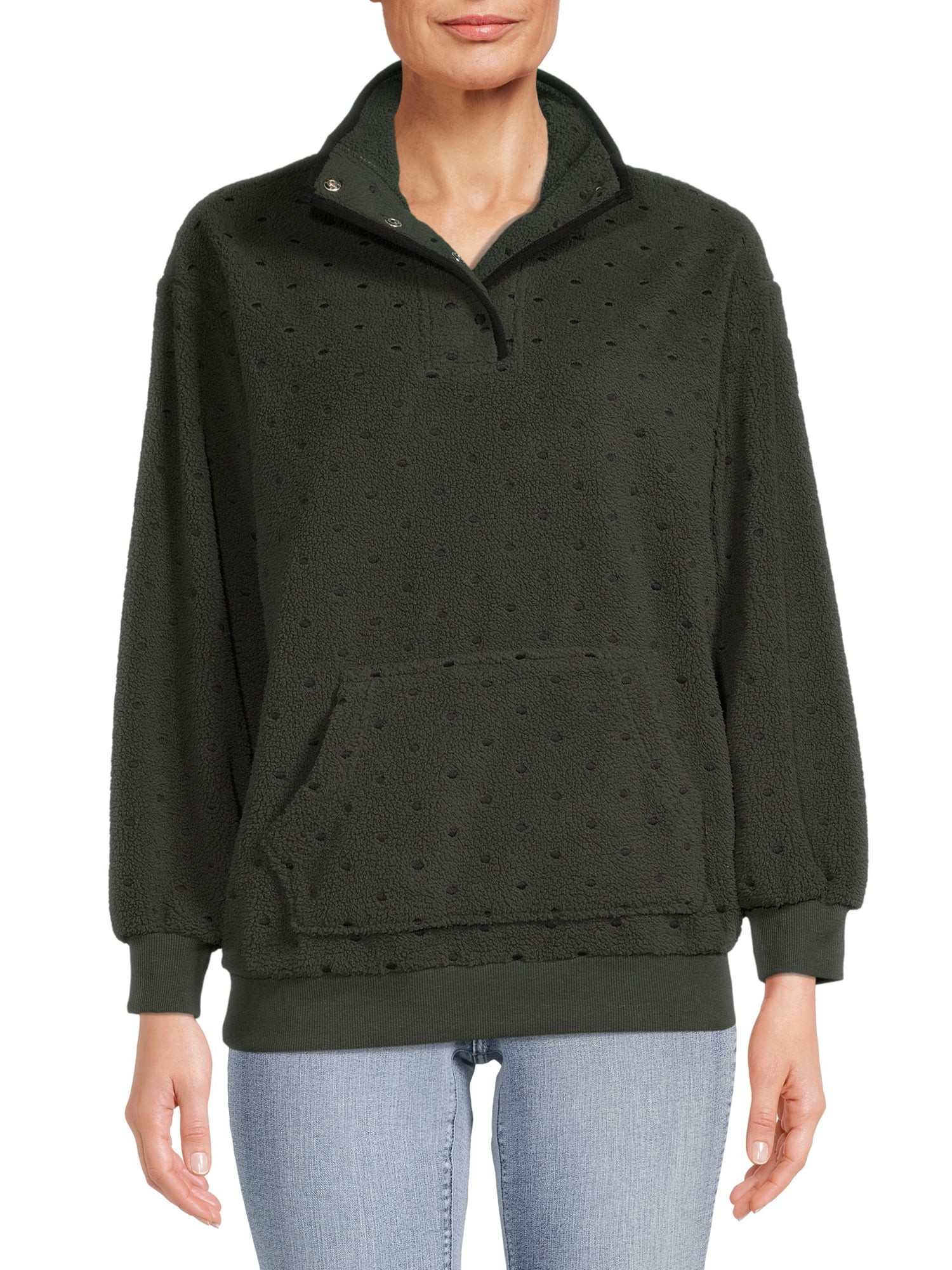 Time and Tru Women's Faux Sherpa Pullover - Walmart.com | Walmart (US)