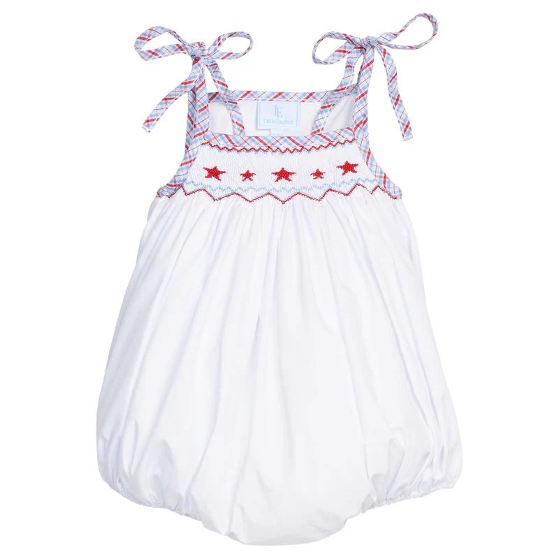 Little English Smocked Tie Shoulder Bubble- Stars | JoJo Mommy