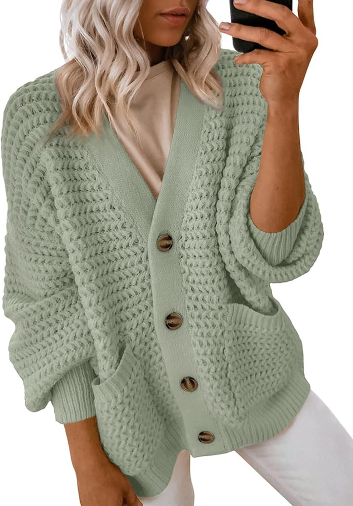 Dokotoo Women's 2024 Fashion Casual Open Front Long Sleeve Chunky Knit Cardigans Sweaters Outerwe... | Amazon (US)