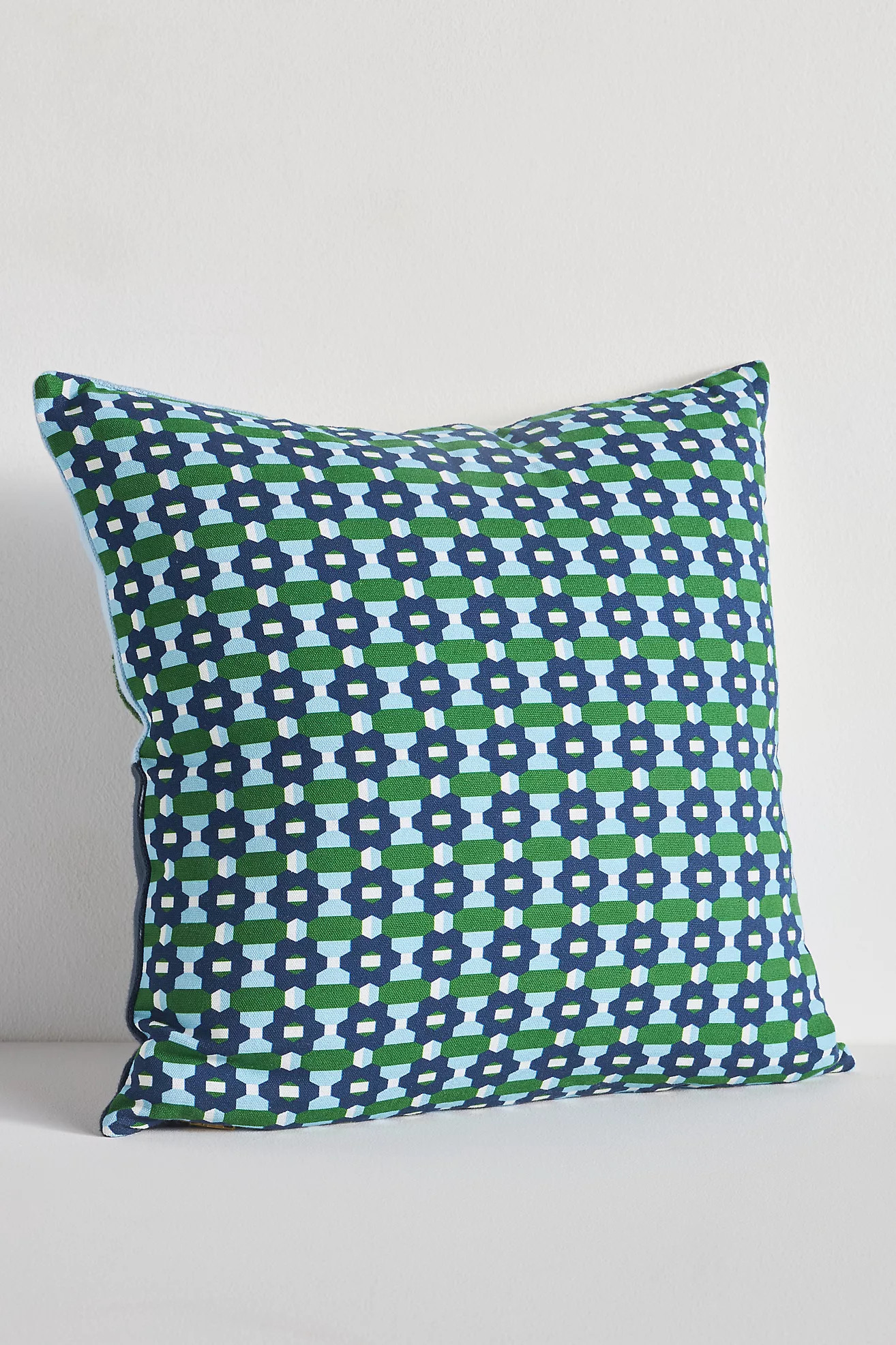 Avery Cotton Embroidered Colorblock Pillow | Anthropologie (US)