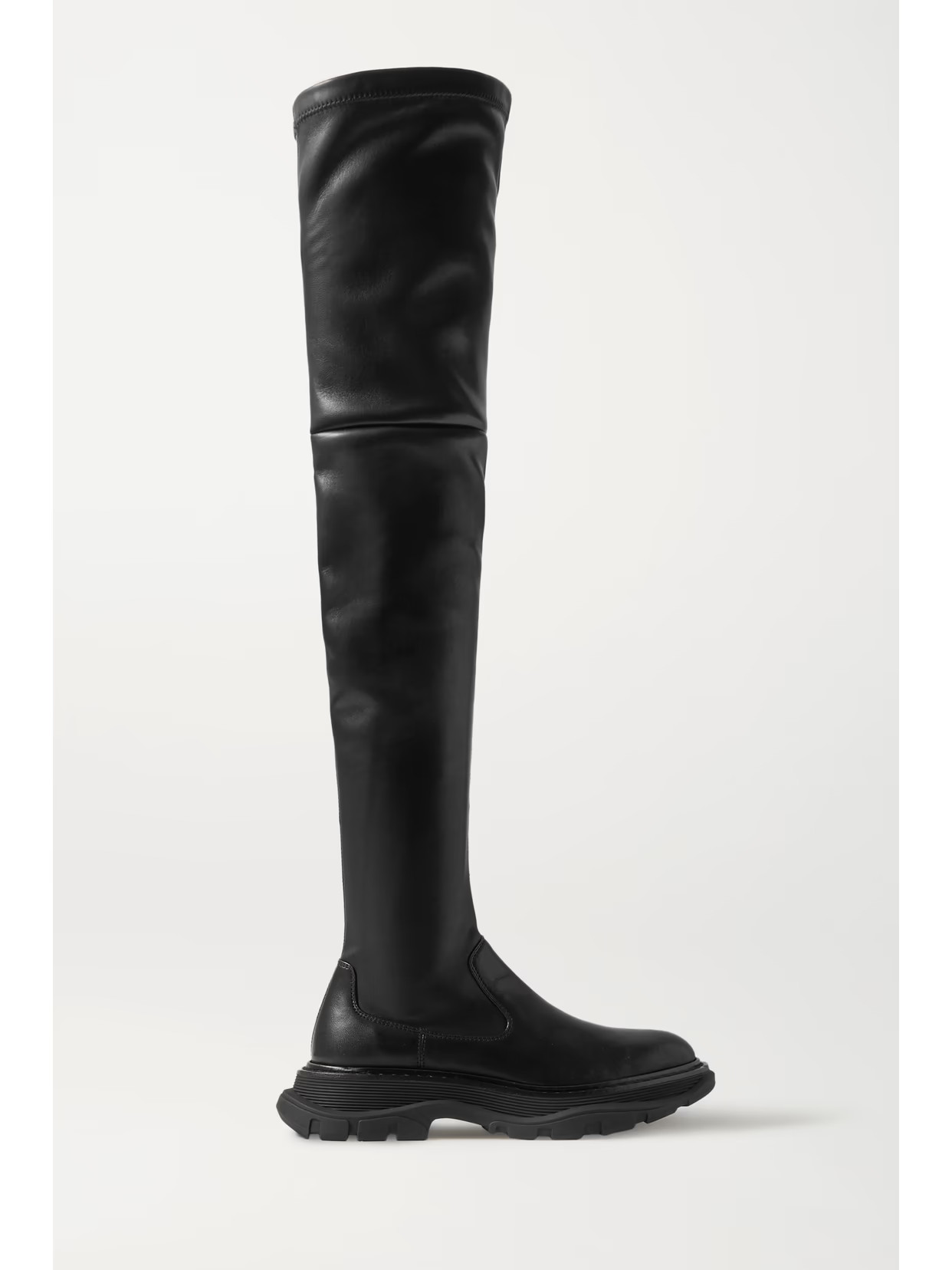Alexander McQueen - Leather Exaggerated-sole Over-the-knee Boots - Unknown | NET-A-PORTER (US)