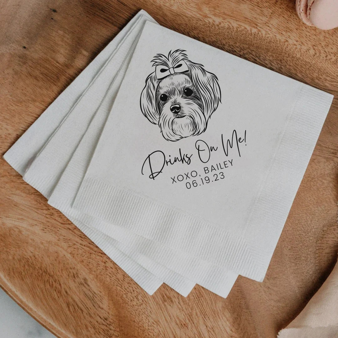 Custom Pet Cocktail Napkins, Dog Wedding Napkins, Custom Pet Cocktail Napkins, Customized Pet Nap... | Etsy (US)