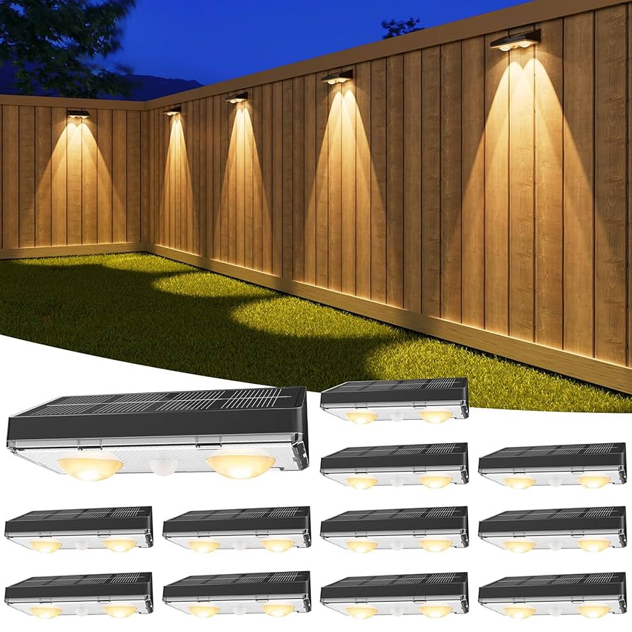 VOLISUN Solar Fence Lights, 12 Pack Solar Powered Fence Lights Outdoor with Warm White LED Spot L... | Amazon (US)