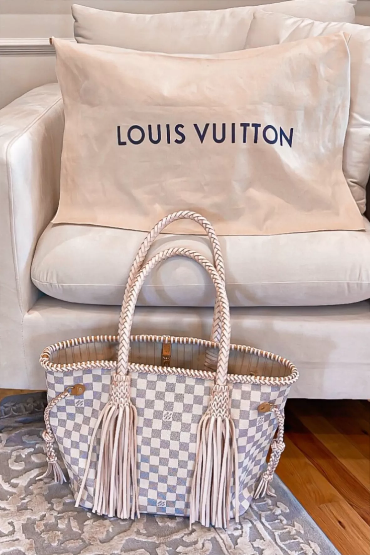Louis Vuitton, Bags, Blonde Fringe Louis Vuitton Neverfull Tote