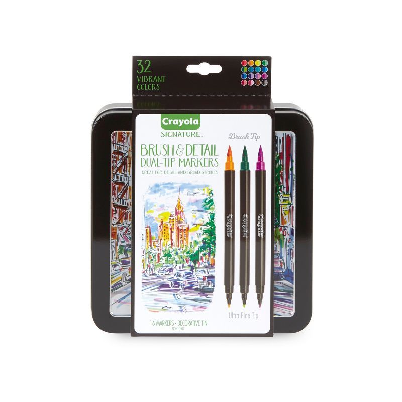 Crayola Signature 16ct Brush & Detail Dual Tip Markers - 32 Colors | Target