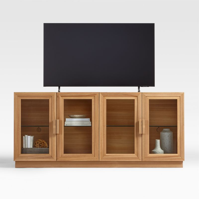 Calypso Natural Wood 72" Media Console/TV Stand with Storage & Glass Doors + Reviews | Crate & Ba... | Crate & Barrel