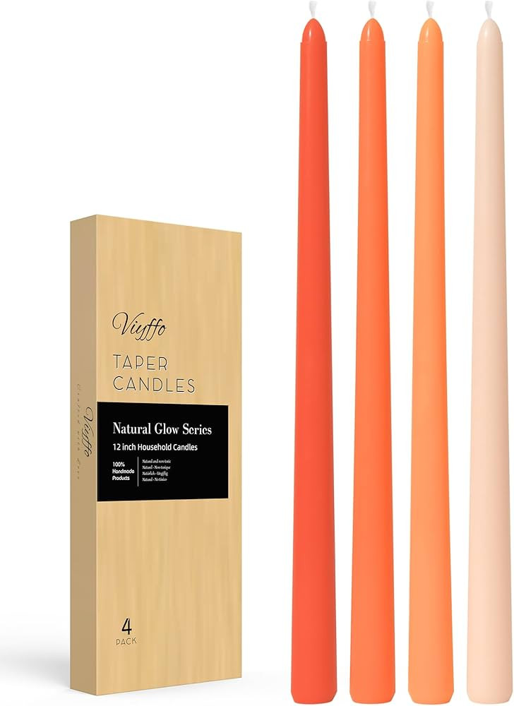 Amazon.com: Viyffo Taper Candles 12 Inch Orange Set of 4 Unscented, Dripless, Smokeless Long Tall... | Amazon (US)
