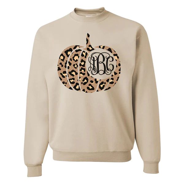 Monogrammed 'Leopard Pumpkin' Crewneck Sweatshirt | United Monograms
