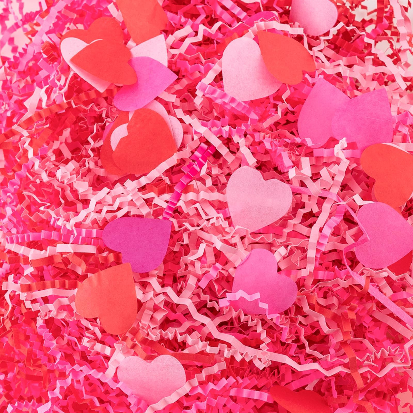 Valentine's Day Crinkle Cut Paper Shred, Red Pink Raffia Paper Shred Filler with Heart Confetti S... | Amazon (US)