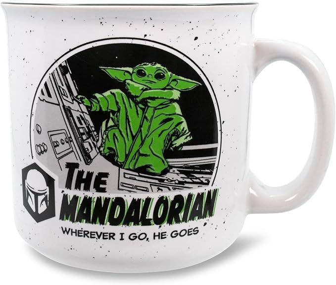 Star Wars: The Mandalorian Grogu Ceramic Camper Mug | BPA-Free Travel Coffee Cup For Espresso, Ca... | Amazon (US)