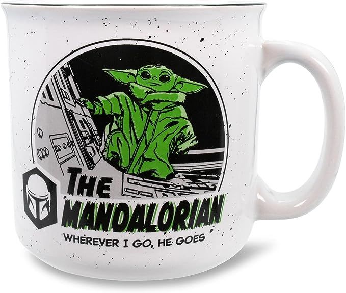 Star Wars: The Mandalorian Grogu Ceramic Camper Mug | BPA-Free Travel Coffee Cup For Espresso, Ca... | Amazon (US)