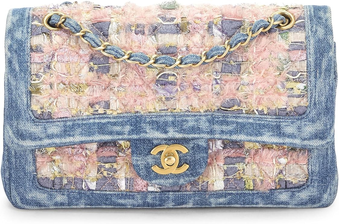 Amazon.com: Chanel, Pre-Loved Pink Denim Classic Double Flap Medium, Pink : Luxury Stores | Amazon (US)