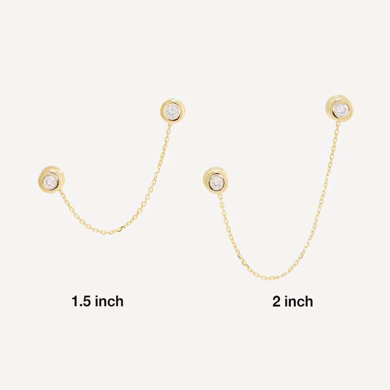 14K Solid Gold Extension Ear Connecting Chain, Chain Earring, Gold Cartilage Ear Chain, Connector... | Etsy (US)