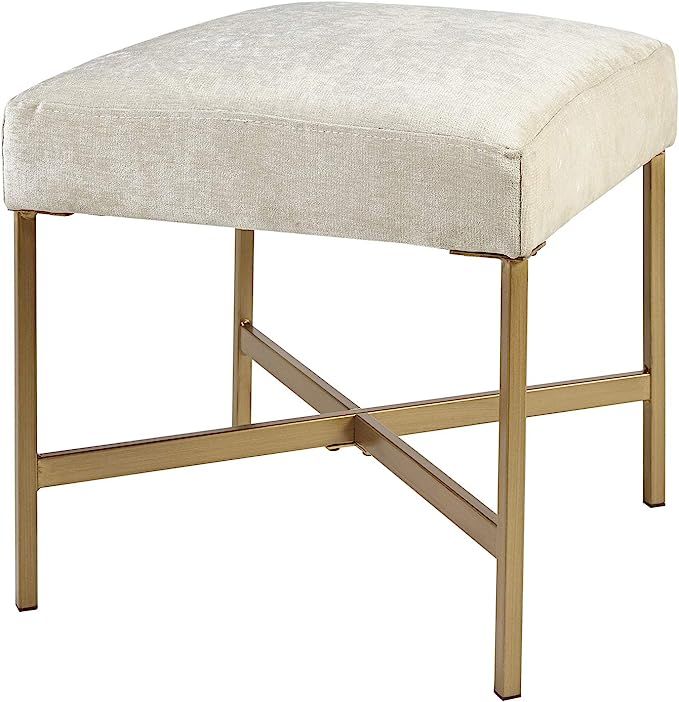 MARTHA STEWART Markus Accent Ottoman - Metal Frame, Soft Fabric, Small -Stool Chair Modern Foam P... | Amazon (US)