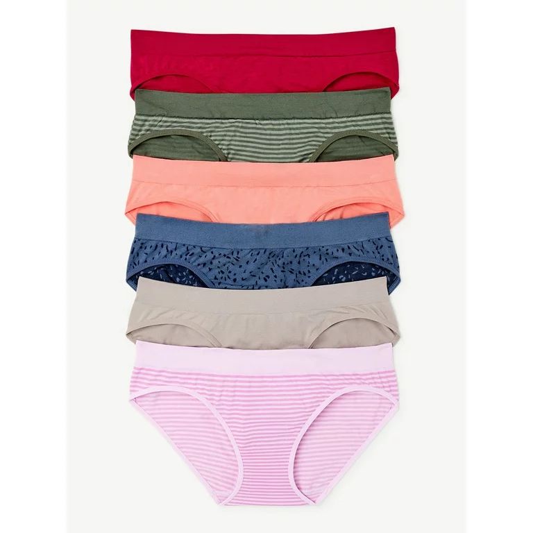 Joyspun Women's Seamless Bikini Panties, 6-Pack, Sizes XS to 3XL - Walmart.com | Walmart (US)