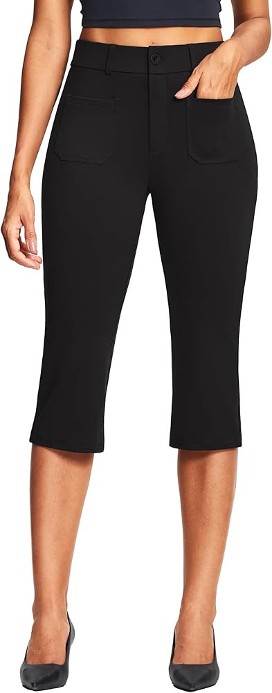 18'' Capri Pants for Women Slim Fit Women's Capris Stretch Dressy Capris Pant with Pockets Summer... | Amazon (US)