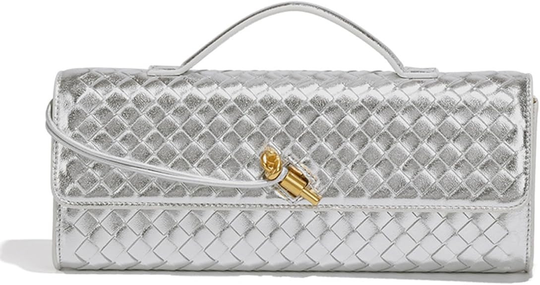 Evening Woven Handbag for Women PU Leather Clutch Purses Removable Strap Shoulder Bag Fashion Cro... | Amazon (US)