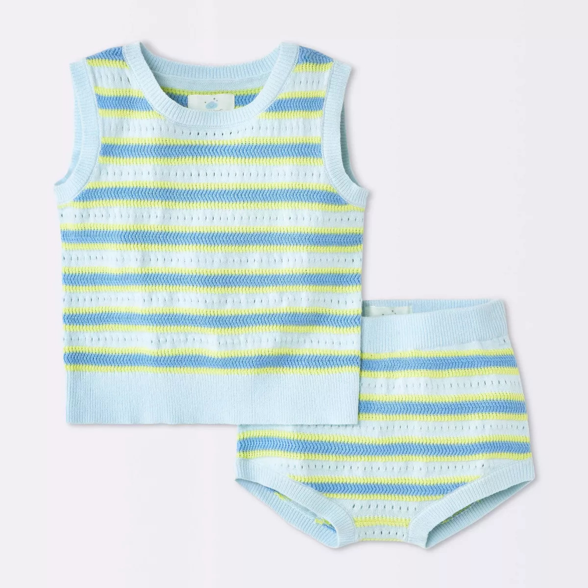 Baby Boys' Striped Sweater Tank Top and Shorts Set - Cloud Island™ Blue/Yellow 18M | Target