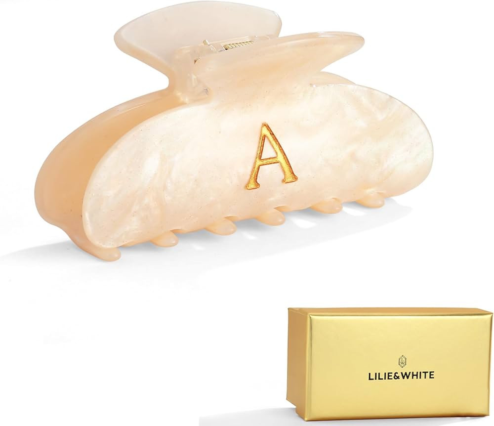 LILIE&WHITE Acrylic Letter Hair Clips For Women Stylish A Monogram Hair Claw Alphabet Hair Clip F... | Amazon (US)