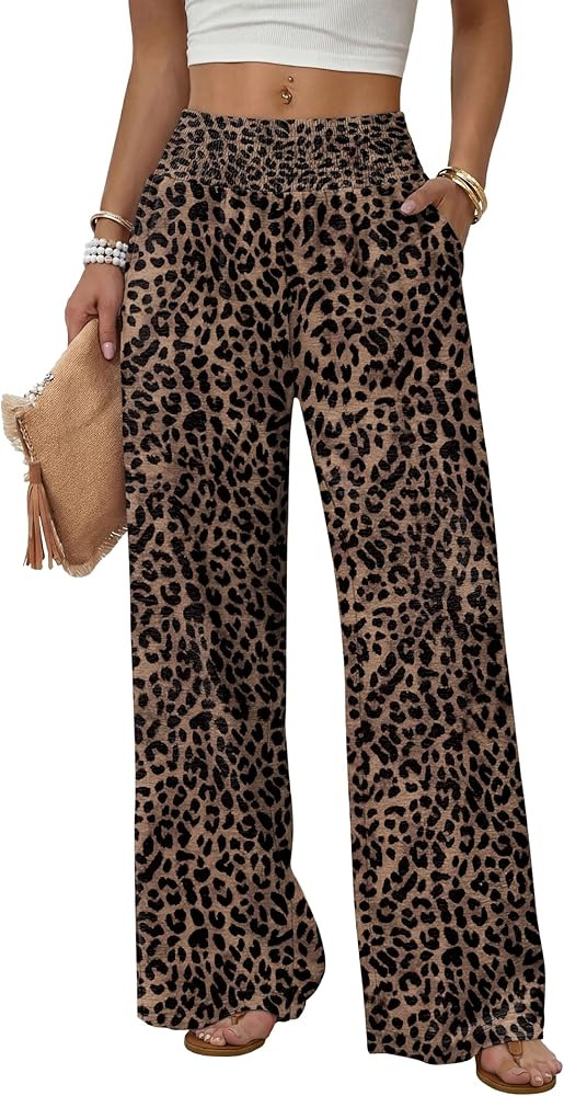 Sampeel Wide Leg Pants Woman High Waist Trousers with Pockets Casual Lounge | Amazon (US)