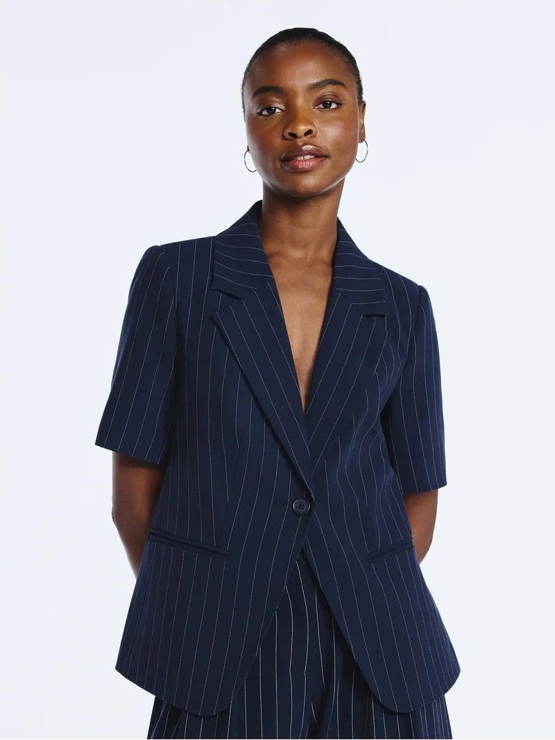 Scoop Women's and Women's Plus Short Sleeve Boxy Blazer, Sizes XS-4X | Walmart (US)