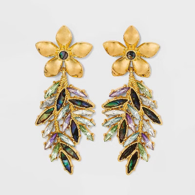 SUGARFIX by BaubleBar Crystal Flower Vine Drop Earrings - Gold | Target
