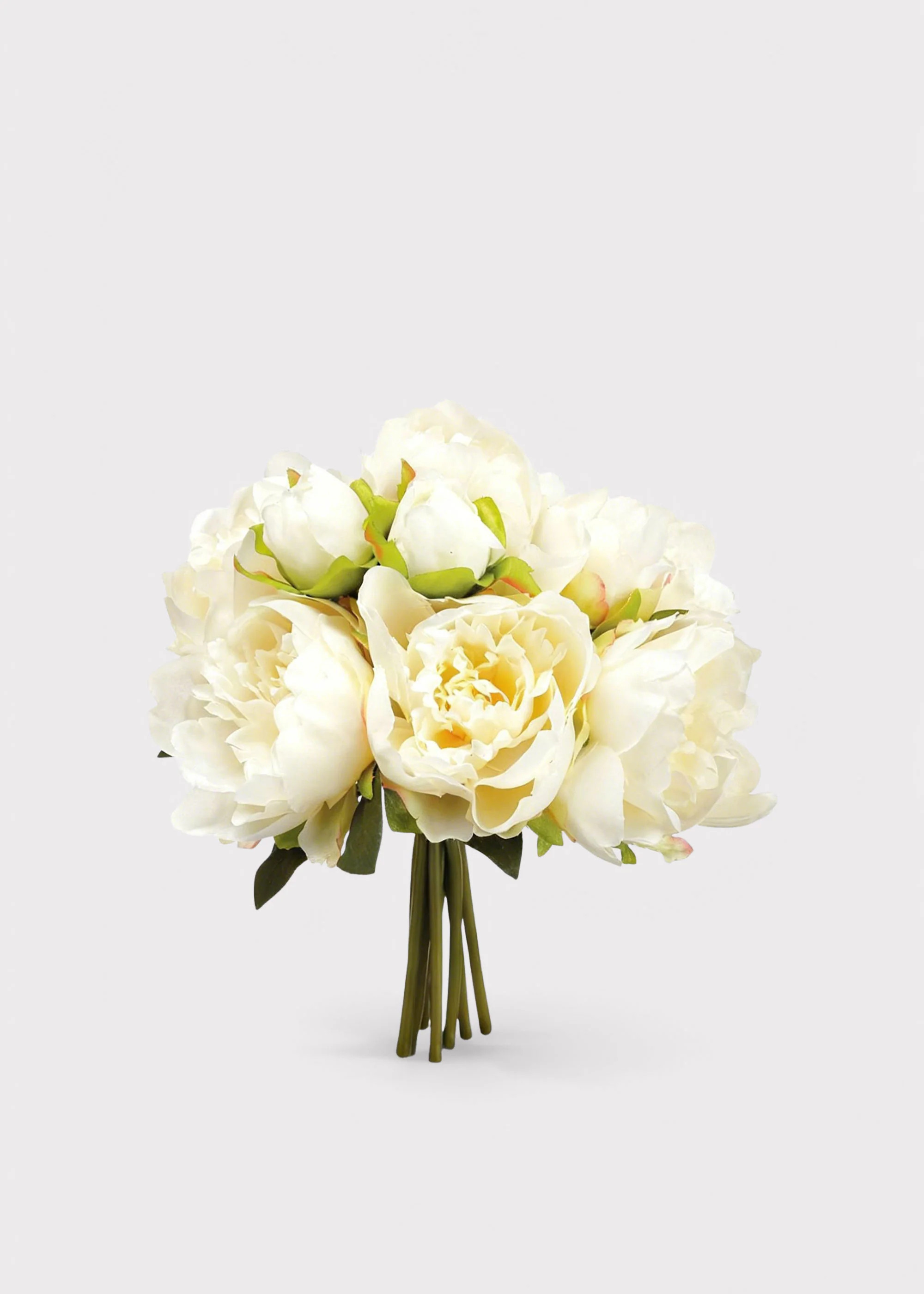 Artificial Peony Flower Bouquet in Cream - 9 | Afloral