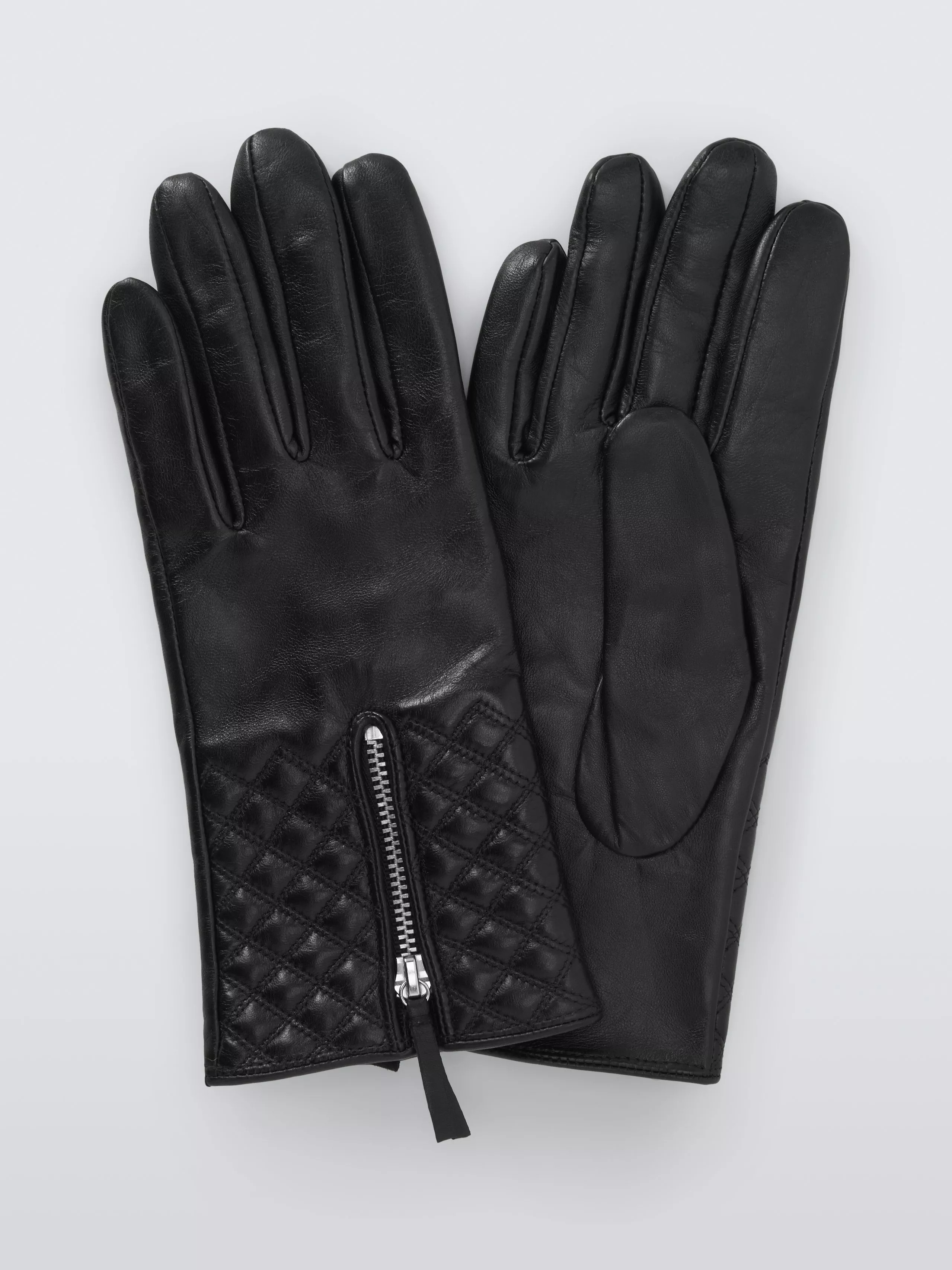 John Lewis Quilted Leather Zip Gloves | John Lewis (UK)