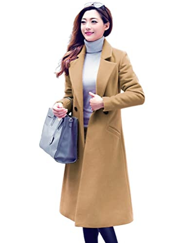 IDEALSANXUN Long Wool Coats for Women Fall Winter Trench Coats Wool Jacket Peacoat(Camel, M) | Amazon (US)