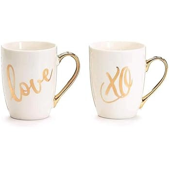 burton+BURTON Metallic Gold Love and Xo Assorted Mugs | Amazon (US)