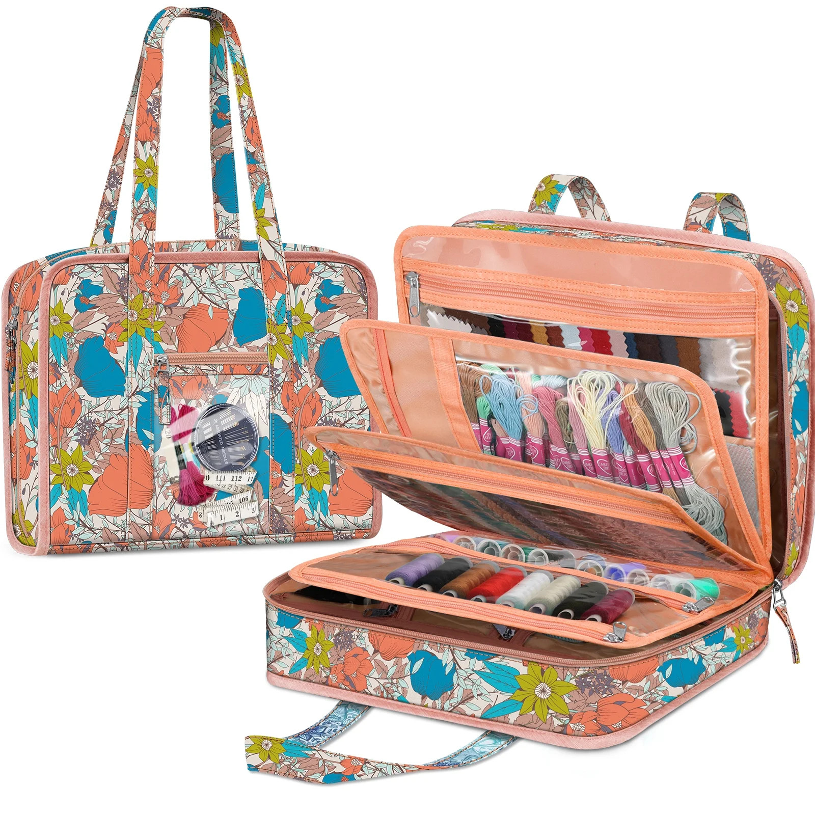 FINPAC Sewing and Craft Supplies Storage Tote, Large Capacity Travel Packing Organizer Bag with C... | Walmart (US)