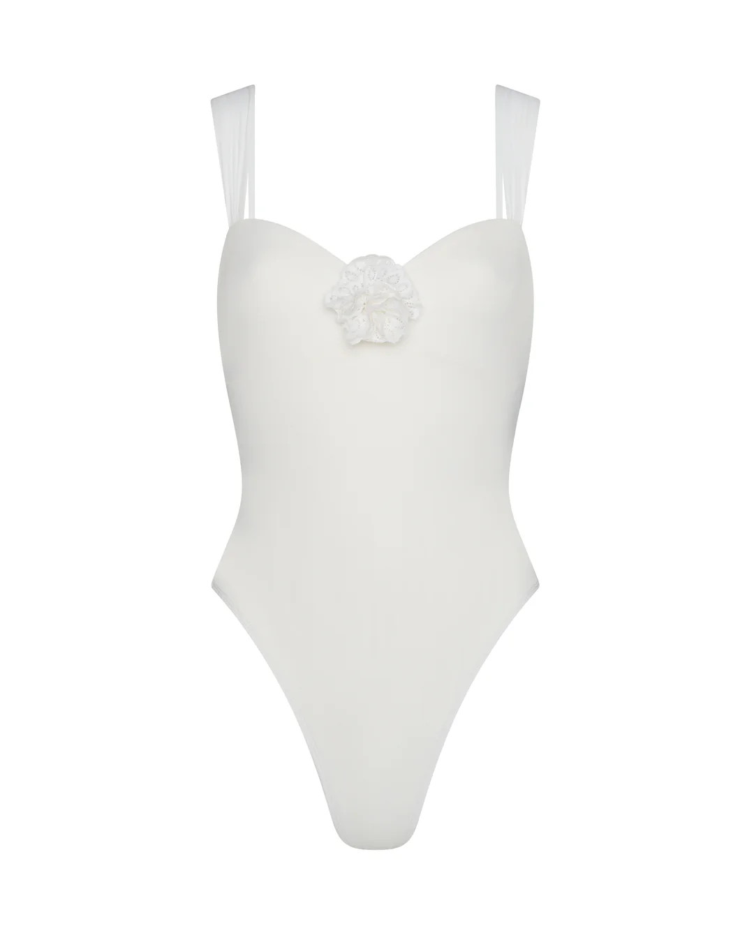 Barbuda One Piece with Lace Scarf - Bridal White | Away That Day
