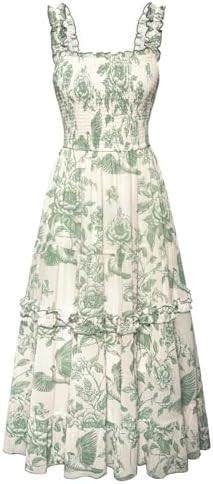 Scarlet Darkness Floral Dress for Women 2026 Flowy Sundress Smocked Cottagecore Dresses | Amazon (US)