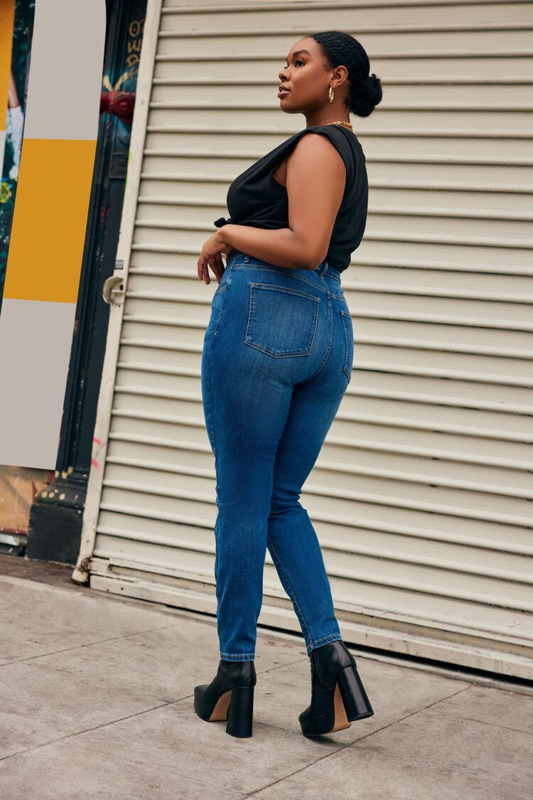 Women Skinny High-Rise Jeans in Dark Denim, 12 | Forever 21 (US)