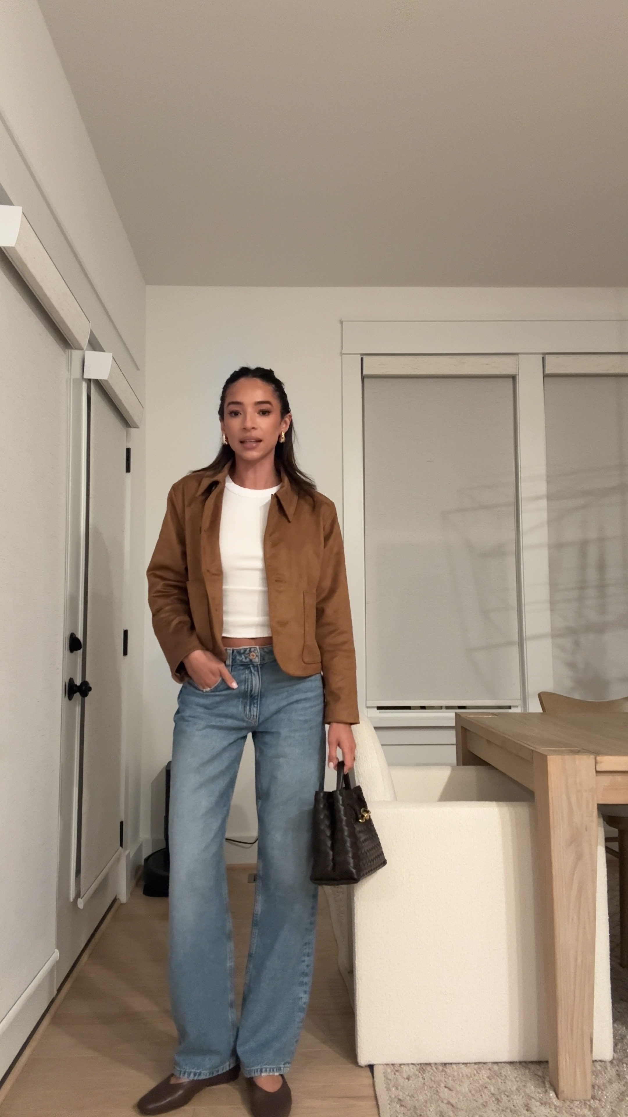 Casual fall outfit 🍂 size S suede jacket, S white tank, 26 relaxed jeans 

#LTKStyleTip #LTKFindsUnder100 #LTKSeasonal