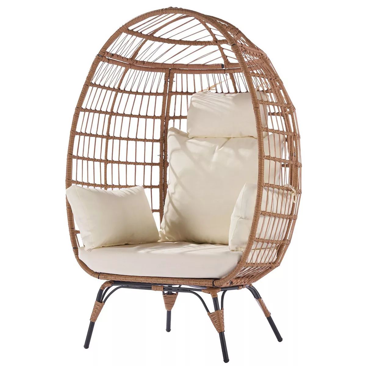 F.C Design Wicker Egg Chair: Oversized Lounger for Patio, Backyard, Living Room - Steel Frame, 5 ... | Kohl's