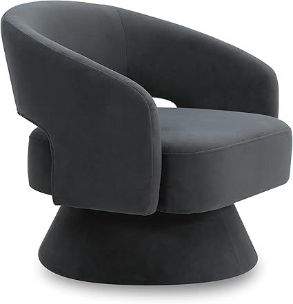 CHITA Swivel Accent Chair Armchair, Velvet Barrel Chair for Living Room Bedroom, Dark Grey | Amazon (US)
