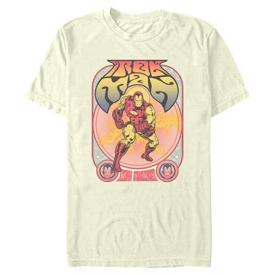 Men's Marvel Retro Invincible Iron Man  T-Shirt - Beige - Large | Target