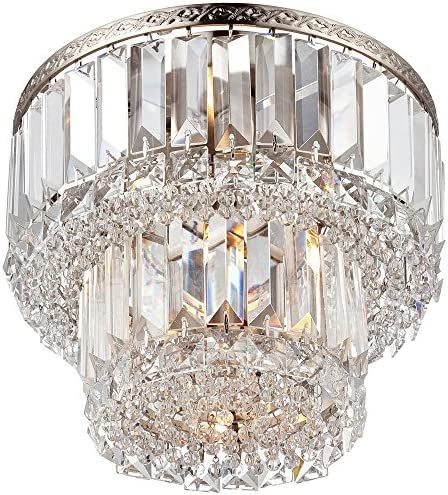 Magnificence Ceiling Light Flush Mount Fixture Brushed Satin Nickel 10" Wide Double Tier Faceted ... | Amazon (US)
