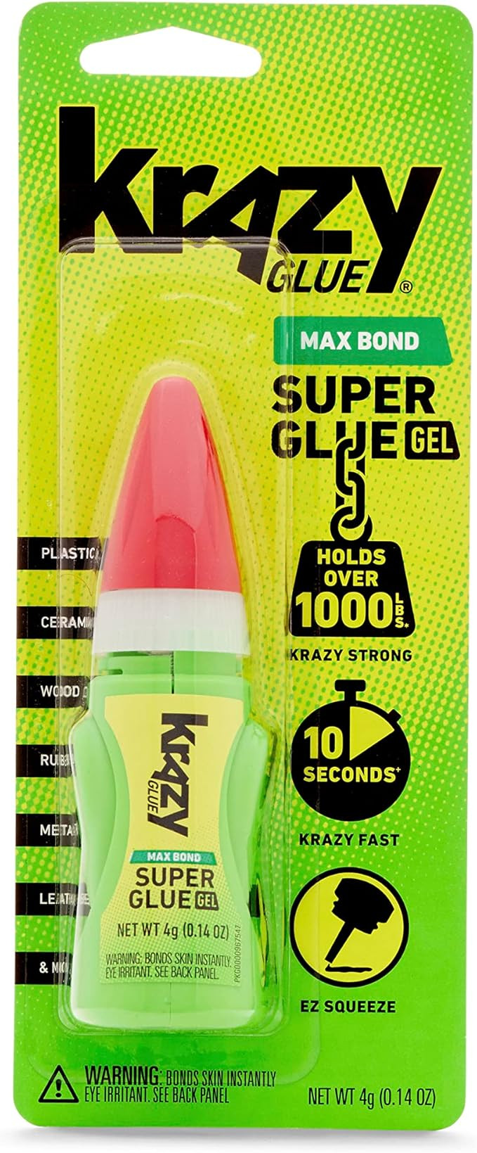 Krazy Glue, Max Bond, Super Glue Gel, EZ Squeeze, 4g, 1 Count | Amazon (US)